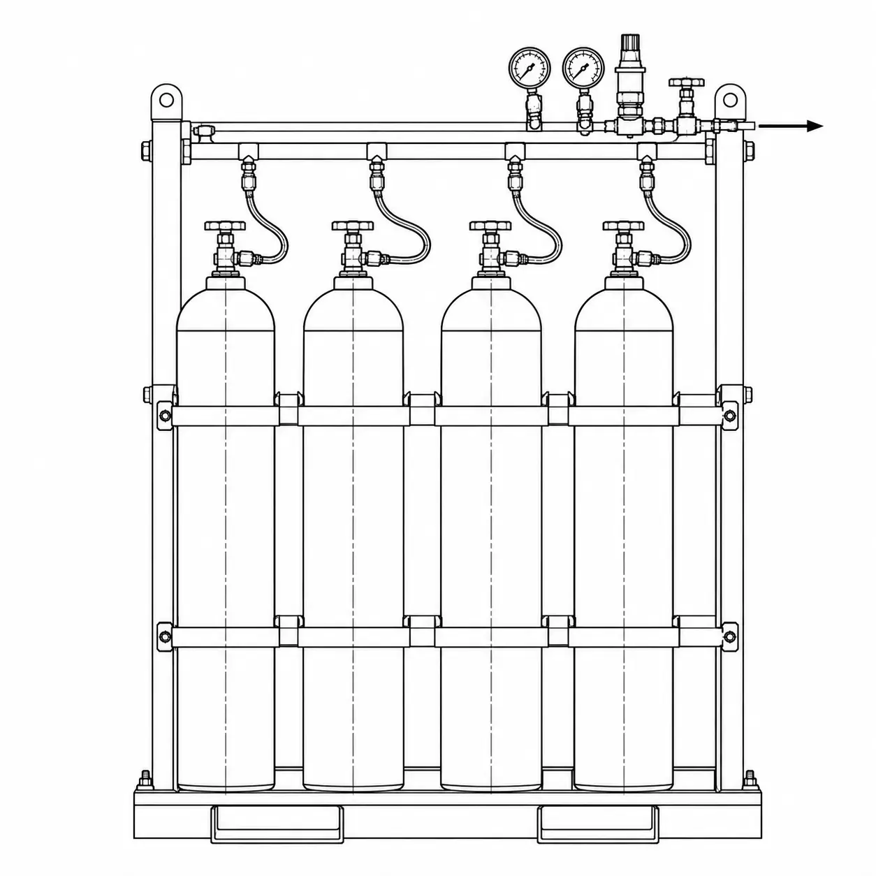 Packaged cylinder bundle or quad